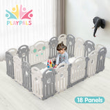 Playpals Kids Playpen Baby Safety Gate Toddler Fence 18 Panels Grey