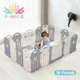 Playpals Kids Playpen Baby Safety Gate Toddler Fence 18 Panels Grey - 45-Degree Angle