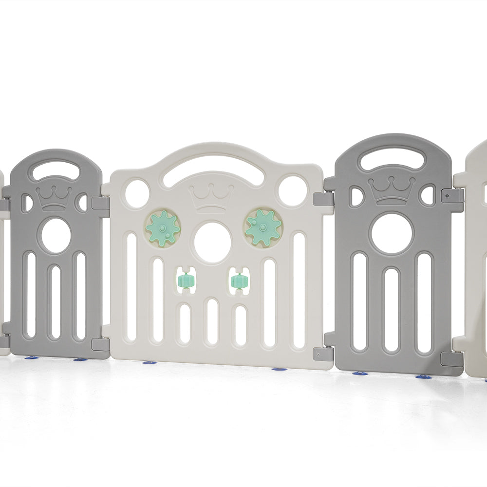 Playpals Kids Playpen Baby Safety Gate Toddler Fence 18 Panels Grey