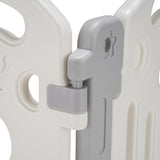 Playpals Kids Playpen Baby Safety Gate Toddler Fence 18 Panels Grey - Rear View