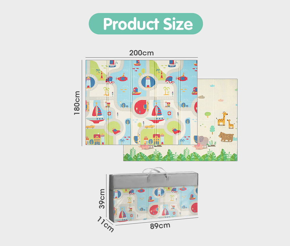 Playpals Kids Play Mat Double Folding Pad XPE Foam Non-slip Carpet