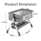 PlayPals Baby Cot Crib Bed Portable Bassinet Bedside Sleeper Adjustable - Side View
