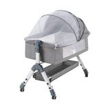 PlayPals Baby Cot Crib Bed Portable Bassinet Bedside Sleeper Adjustable - Front View