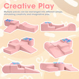 Playpals Kids Climb Crawl Foam Play Set 5PC Pink - Top-Down View
