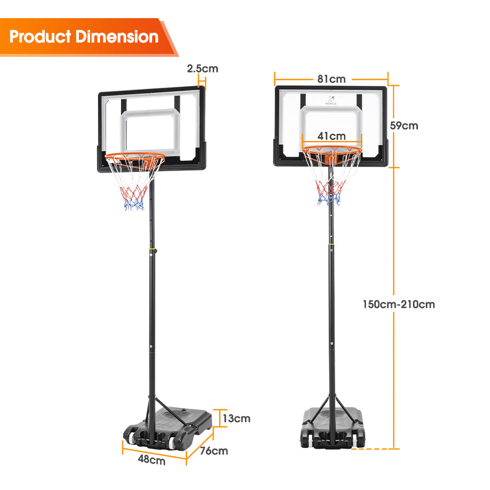 ProPulse Kids Basketball Hoop Portable 1.5M-2.1M Height Adjustable