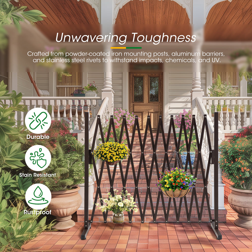 ZUNI Garden Fence Gate Expandable Barrier Indoor Outdoor Brown