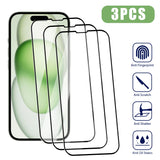 3PCS Tempered Glass for iPhone 15 14 13 12 11 16 Pro Max Mini Screen Protector for iPhone X XS Max XR 7 8 14 15 Plus SE 2020
