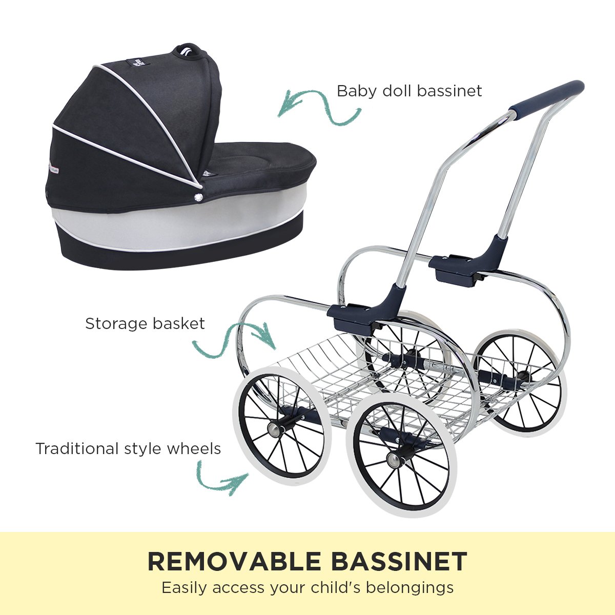 Valco Baby Princess Doll Stroller - Raven Black