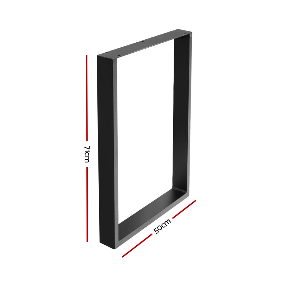 Artiss rectangular DIY metal table legs 71x50cm, set of 2, matt black, pre-drilled top plate