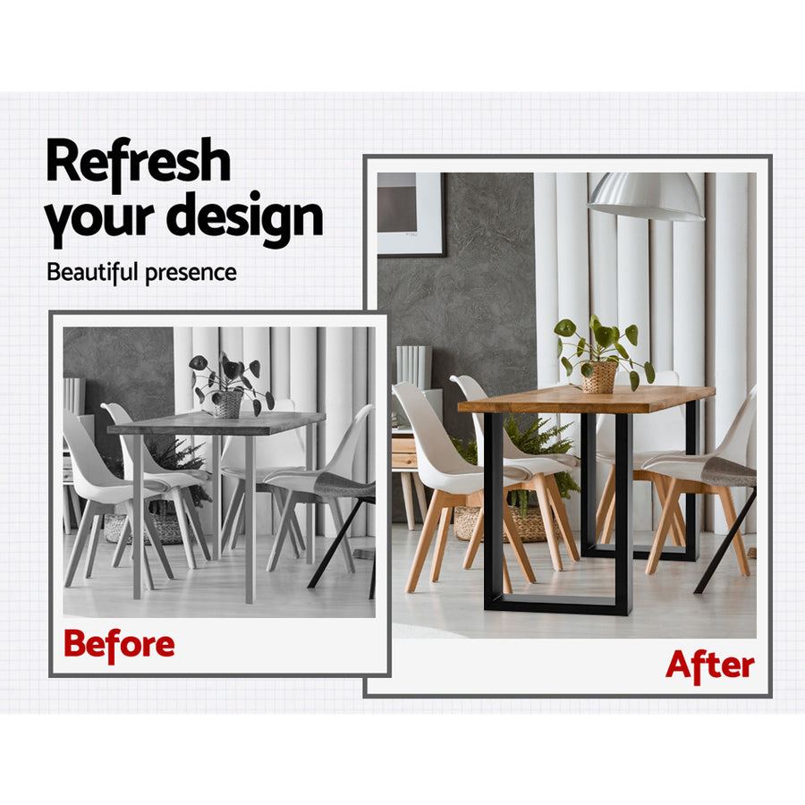 Artiss rectangular DIY metal table legs 71x50cm, set of 2, matt black, fully welded box frame