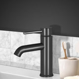 Cefito Bathroom Basin Mixer Tap Round Brass Faucet Vanity Laundry Black - Low Angle