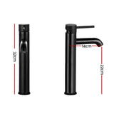 Cefito Bathroom Basin Mixer Tap Round Tall Faucet Vanity Laundry Black - Front View