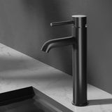 Cefito Bathroom Basin Mixer Tap Round Tall Faucet Vanity Laundry Black - Low Angle