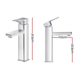 Cefito Bathroom Basin Mixer Tap Square Tall Faucet Vanity Laundry Chrome - Front View
