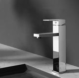 Cefito Bathroom Basin Mixer Tap Square Tall Faucet Vanity Laundry Chrome - Low Angle