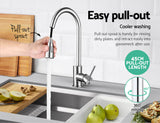 Cefito Kitchen Mixer Tap Pull Out 2 Mode Sink Faucet Basin Laundry Chrome - 45-Degree Angle