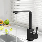 Cefito Kitchen Mixer Tap Mixer Square Sink Faucet Basin Laundry Black - Low Angle