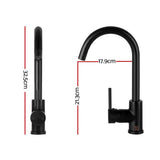 Cefito Kitchen Mixer Tap Mixer Round Sink Faucet Basin Laundry Black - Front View
