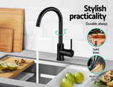 Cefito Kitchen Mixer Tap Mixer Round Sink Faucet Basin Laundry Black - 45-Degree Angle