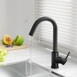 Cefito Kitchen Mixer Tap Mixer Round Sink Faucet Basin Laundry Black - Close-Up Angle