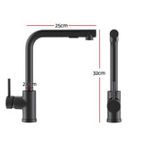 Kitchen Mixer Tap Pull Out Rectangle 2 Mode Sink Basin Faucet Swivel WELS Black - Front View