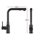 Kitchen Mixer Tap Pull Out Rectangle 2 Mode Sink Basin Faucet Swivel WELS Black - Front View