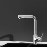 Kitchen Mixer Tap Pull Out Rectangle 2 Mode Sink Basin Faucet Swivel WELS Chrome - Top-Down View