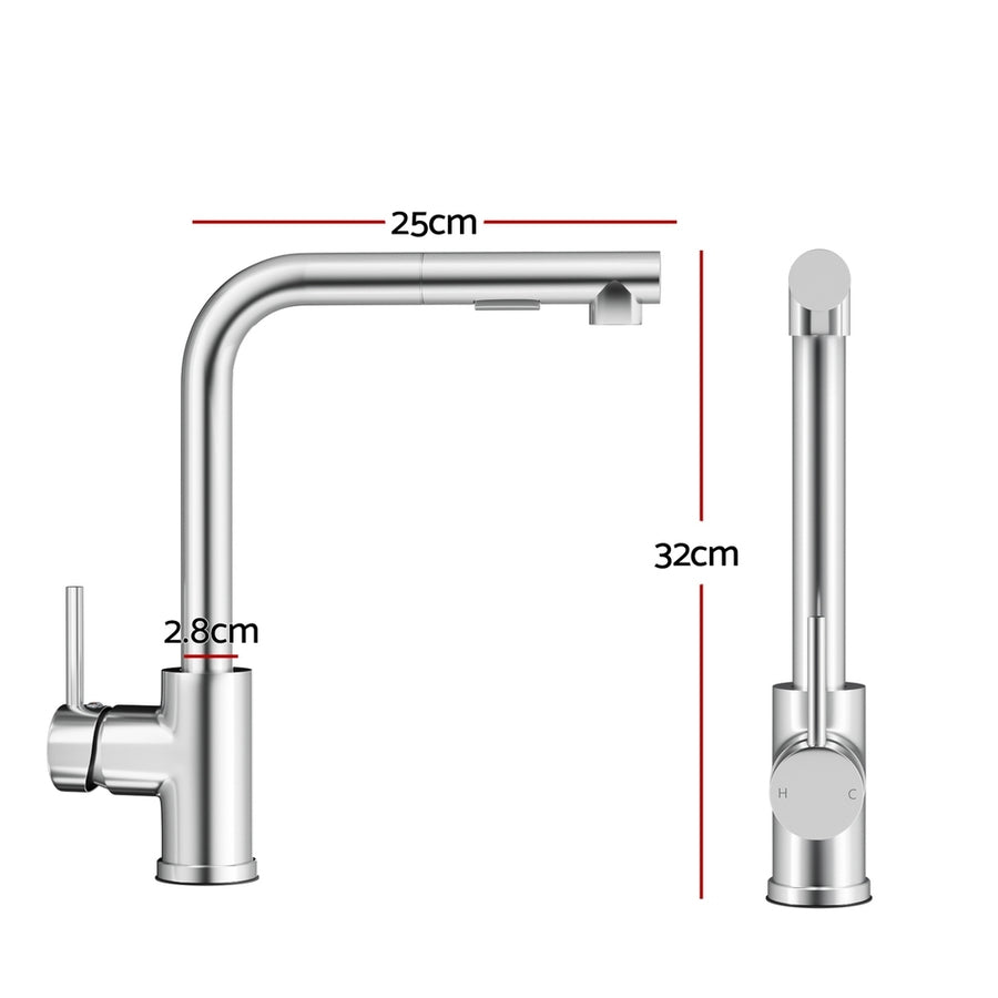 Cefito Kitchen Mixer Tap Pull Out Rectangle 2 Mode Sink Basin Faucet Swivel WELS Chrome, Swivel