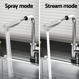 Kitchen Mixer Tap Pull Out Rectangle 2 Mode Sink Basin Faucet Swivel WELS Chrome - 45-Degree Angle
