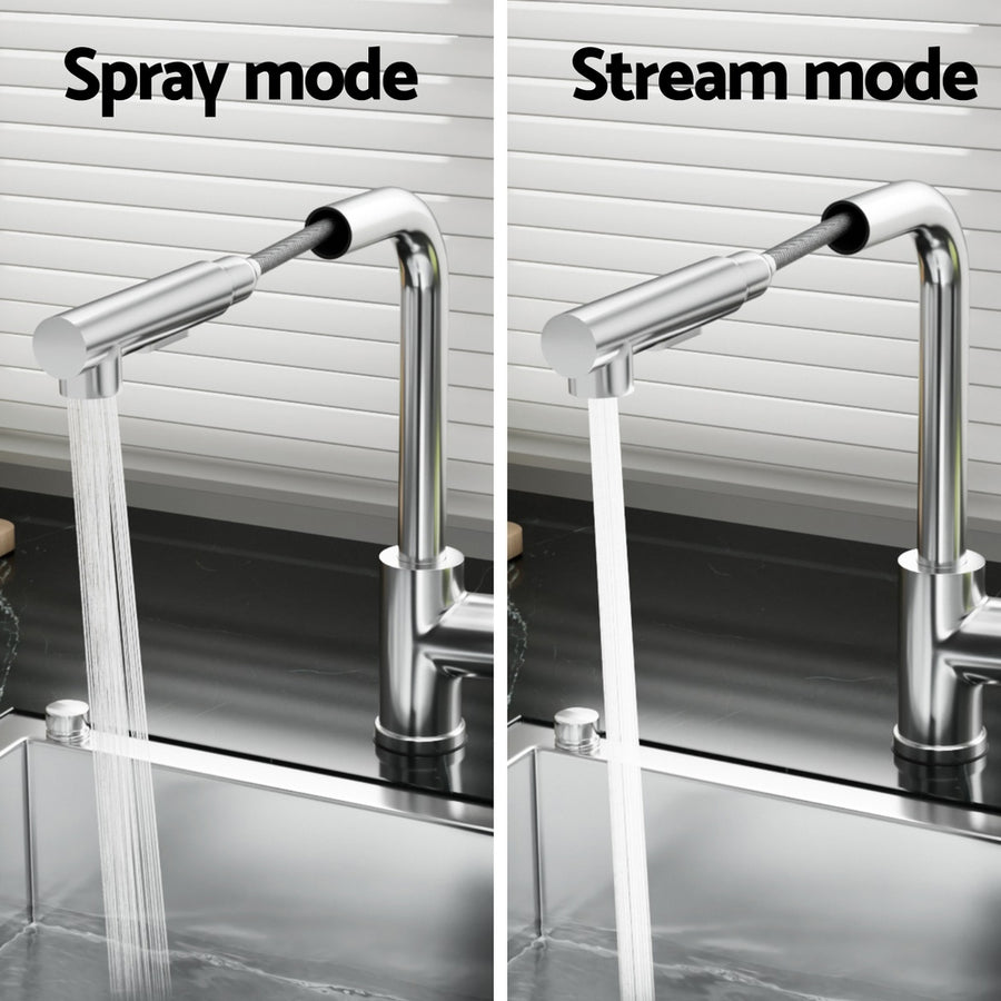 Cefito Kitchen Mixer Tap Pull Out Rectangle 2 Mode Sink Basin Faucet Swivel WELS Chrome, image 5