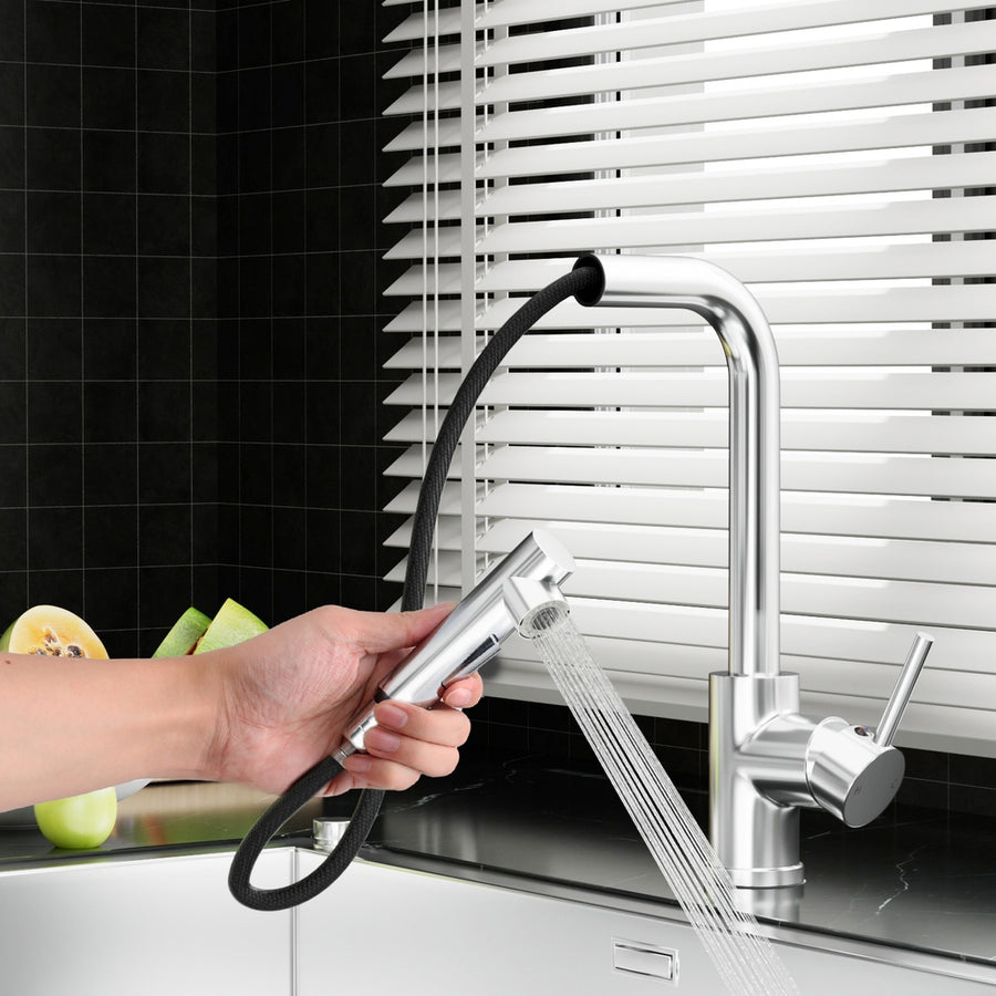 Cefito Kitchen Mixer Tap Pull Out Rectangle 2 Mode Sink Basin Faucet Swivel WELS Chrome, image 7