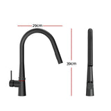 Kitchen Mixer Tap Pull Out Round 2 Mode Sink Basin Faucet Swivel WELS Black - Front View