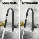 Kitchen Mixer Tap Pull Out Round 2 Mode Sink Basin Faucet Swivel WELS Black - 45-Degree Angle