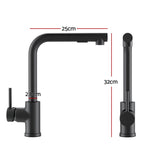 Kitchen Mixer Tap Pull Out Round 2 Mode Sink Basin Faucet Swivel WELS Black - Front View