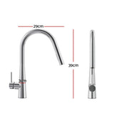 Kitchen Mixer Tap Pull Out Round 2 Mode Sink Basin Faucet Swivel WELS Chrome - Front View