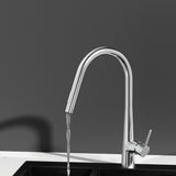 Kitchen Mixer Tap Pull Out Round 2 Mode Sink Basin Faucet Swivel WELS Chrome - Top-Down View