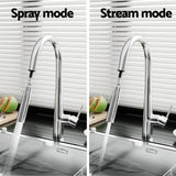 Kitchen Mixer Tap Pull Out Round 2 Mode Sink Basin Faucet Swivel WELS Chrome - 45-Degree Angle