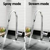 Kitchen Mixer Tap Pull Out Round 2 Mode Sink Basin Faucet Swivel WELS Chrome - 45-Degree Angle