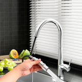 Kitchen Mixer Tap Pull Out Round 2 Mode Sink Basin Faucet Swivel WELS Chrome - Close-Up Angle