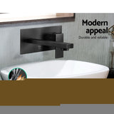 Cefito Bathroom Basin Mixer Tap Separate Faucet Vanity Laundry Black - Top-Down View
