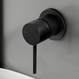 Cefito Basin Mixer Wall Tap Round Brass Faucet Shower Bathtub Black - Low Angle