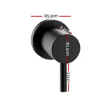 Cefito Basin Twin Tap Wall Round Brass Faucet Shower Bathtub Black - Front View