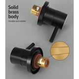 Cefito Basin Twin Tap Wall Round Brass Faucet Shower Bathtub Black - 45-Degree Angle