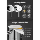 Cefito Basin Twin Tap Wall Round Brass Faucet Shower Bathtub Chrome - 45-Degree Angle