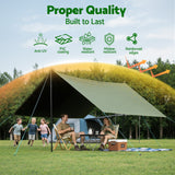 Instahut 2x3m Tarp Tarpaulin 600GSM Camping Canvas Heavy Duty Water Resistant - Top-Down View