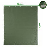 Instahut 3x4m Tarp Tarpaulin 600GSM Camping Canvas Heavy Duty Water Resistant - Front View
