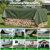 Instahut 3x4m Tarp Tarpaulin 600GSM Camping Canvas Heavy Duty Water Resistant - Low Angle