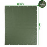 Instahut 4x6m Tarp Tarpaulin 600GSM Camping Canvas Heavy Duty Water Resistant - Front View