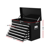 Giantz 10 Drawer Tool Box Cabinet Chest Toolbox Storage Garage Organiser Black - Front View