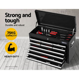 Giantz 10 Drawer Tool Box Cabinet Chest Toolbox Storage Garage Organiser Black - Top-Down View